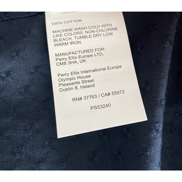 Perry Ellis Dress Shirt Men's XLT Big & Tall Cotton Long Sleeve Dk Sapphire NEW - Picture 9 of 13